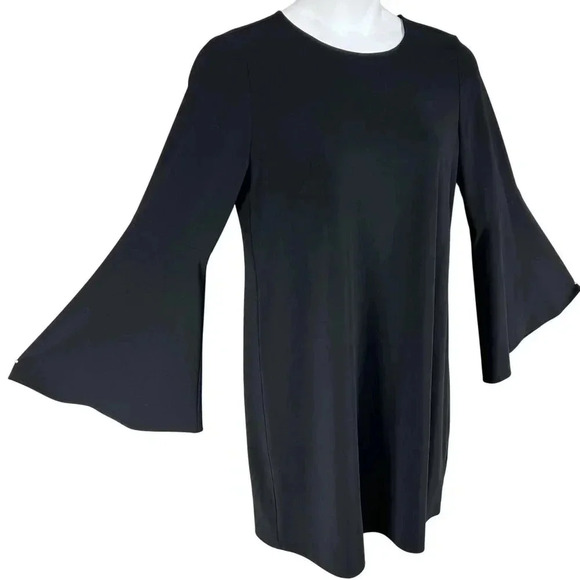 Halogen Womens M Bell Sleeve Black Dress Bow Back Minimalist Fairy & Whimsigoth - Picture 3 of 15